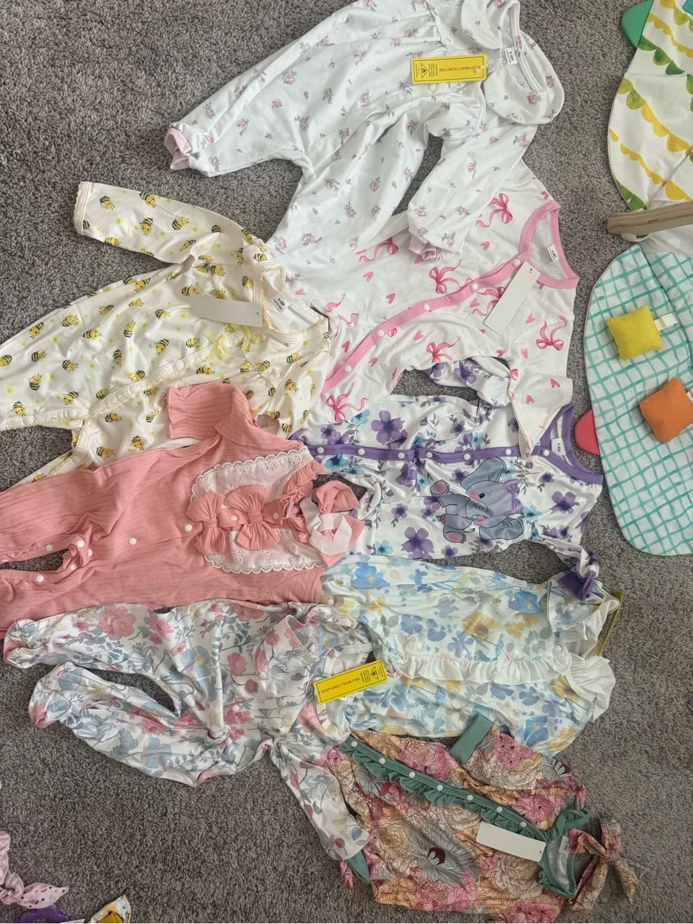 Bundle of 8 baby girl NWT footies 3-6m